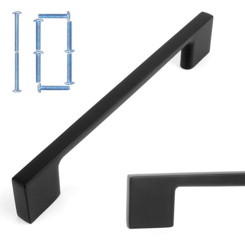 KOOFIZO Wide Foot Cabinet Bar Pull - Black Modern Solid Handle, 5 Inch/128mm Screw Spacing, 10-Pack for Kitchen Cupboard Door, Bedroom Dresser Drawer, Bathroom Wardrobe Hardware - Image 1